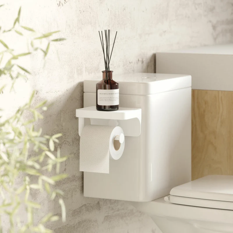 Umbra Toilettenpapierhalter Flex mit Ablage, WC-Rollenhalter, Kunststoff, Weiß, 16 x 11 x 8 cm, 1021297-660