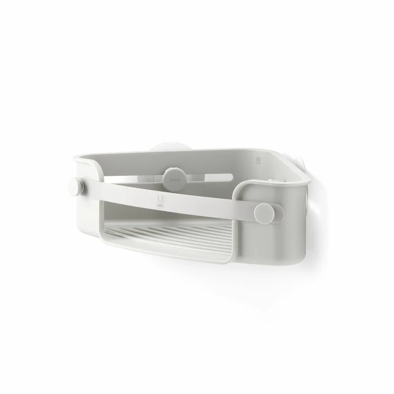 Umbra Eckduschablage Flex zum Kleben, Duschregal, Kunststoff (85% recyceltes ABS), Grau, 32.5 x 19 cm, 1021299-918