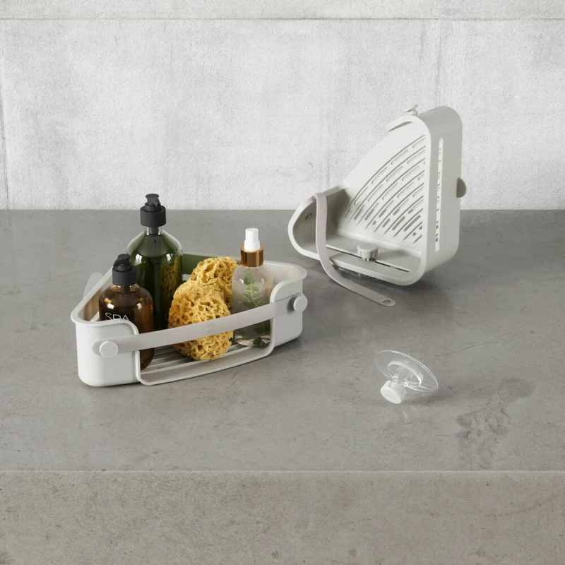Umbra Eckduschablage Flex zum Kleben, Duschregal, Kunststoff (85% recyceltes ABS), Grau, 32.5 x 19 cm, 1021299-918