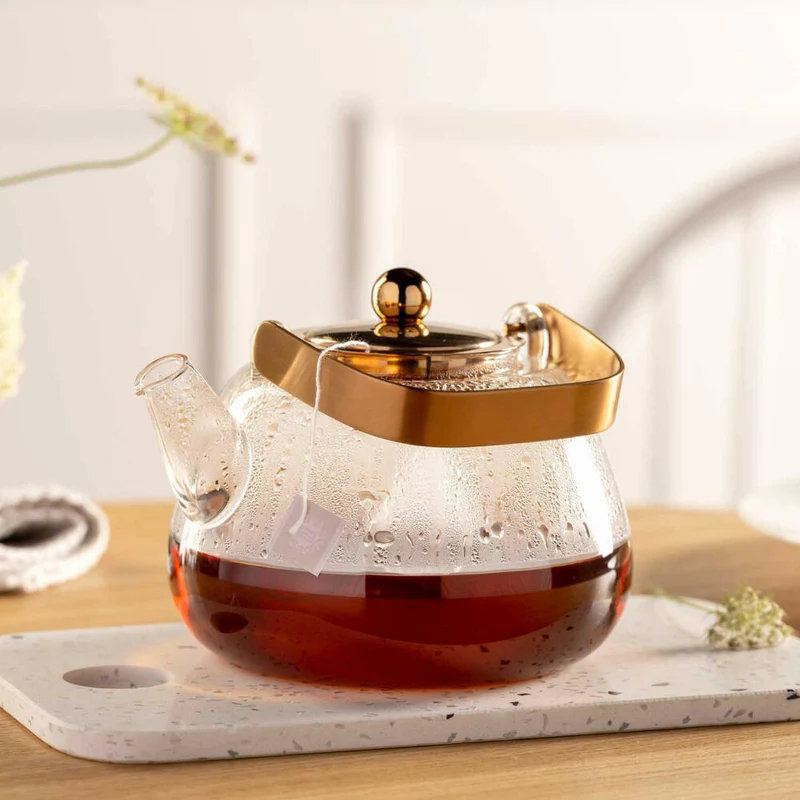 Leonardo Teekanne Tè per Te, Kanne mit Siebeinsatz, Glas, Metall, Klar, 1.2 L, 077383