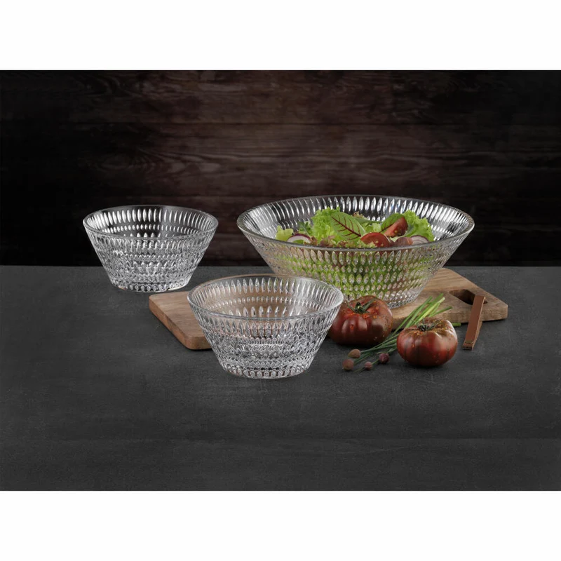 Nachtmann Schalen-Set Ethno 3-tlg., 1 große + 2 kleine Schüsseln, Kristallglas, Klar, 105439