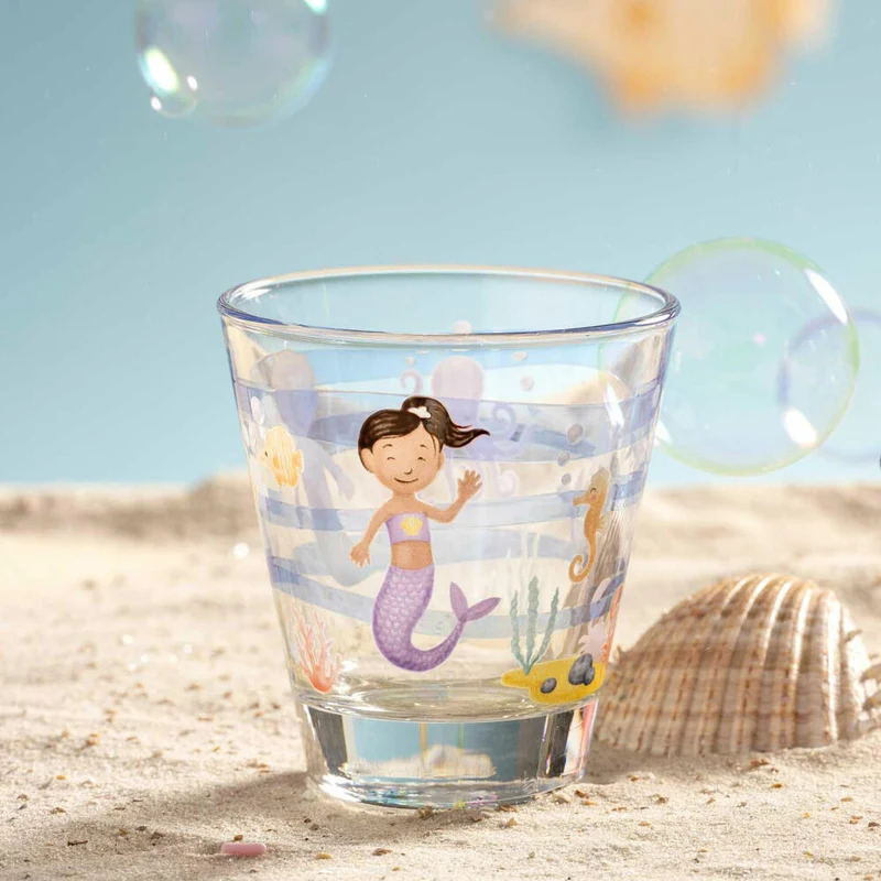 Leonardo Trinkglas Bambini Avventura Meer, Trinkbecher, Kalk-Natron-Glas, Mehrfarbig, 215 ml, 044418