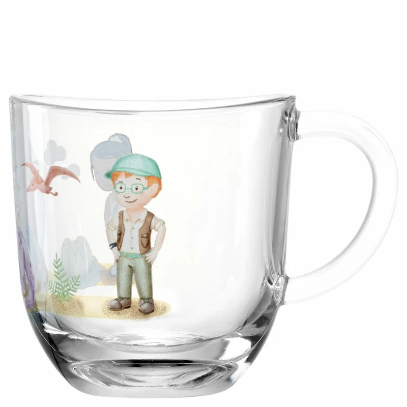 Leonardo Tasse Bambini Avventura Dino, Henkelbecher, Kalk-Natron-Glas, Mehrfarbig, 280 ml, 044424