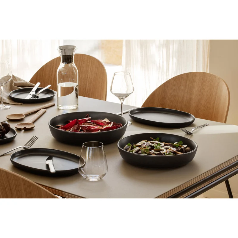 Eva Solo Salatschüssel Nordic kitchen niedrig, Steinzeug, Black, Ø 25 cm, 512706