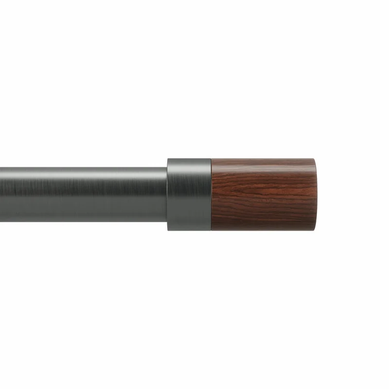Umbra Teleskop-Vorhangstange Blok, Gardinenstange, Stahl, Holz, Grau, 91-183 cm, 1015134-296