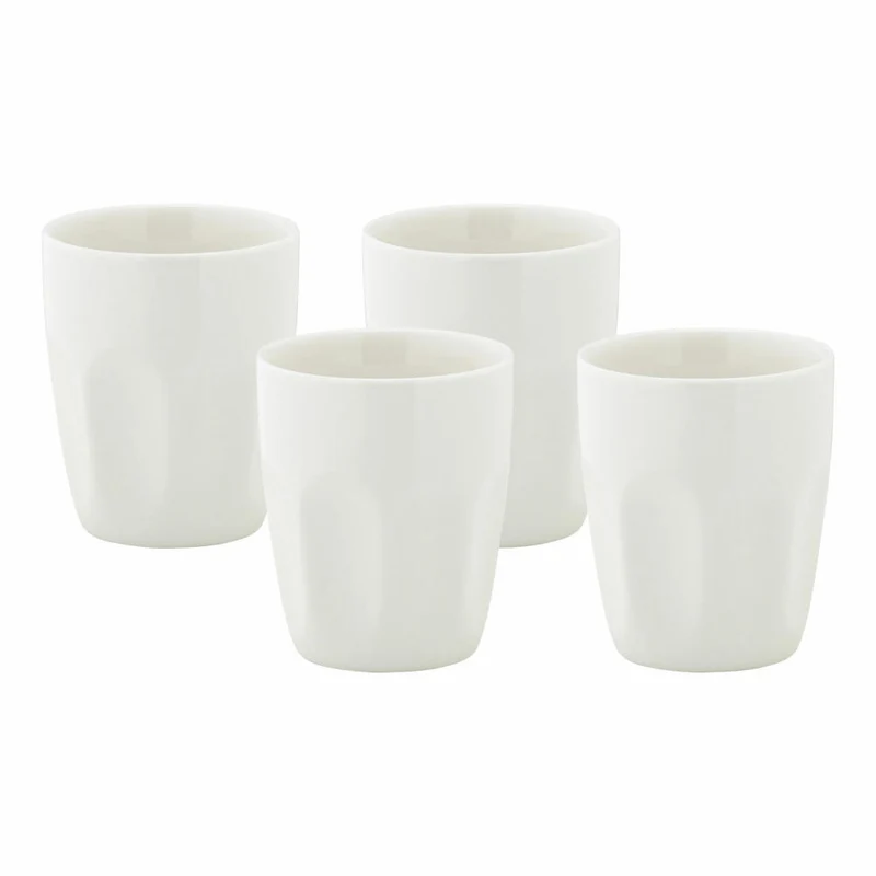 Maxwell & Williams KITCHEN Tassen-Set, 4-tlg., Becher, Kaffeebecher, Teetasse, Porzellan, Weiß, 200 ml, DV0189