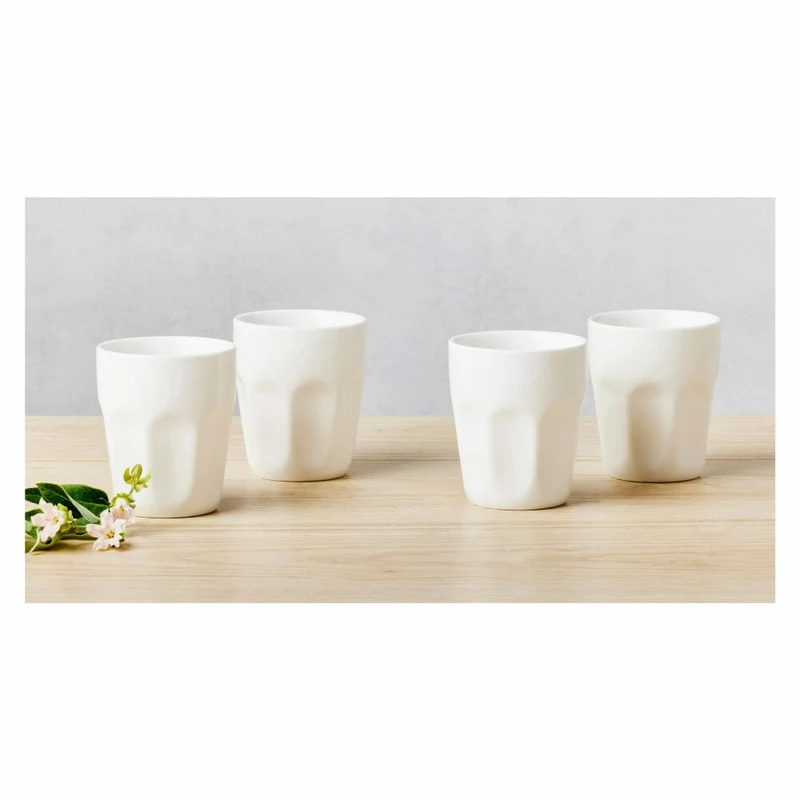 Maxwell & Williams KITCHEN Tassen-Set, 4-tlg., Becher, Kaffeebecher, Teetasse, Porzellan, Weiß, 200 ml, DV0189