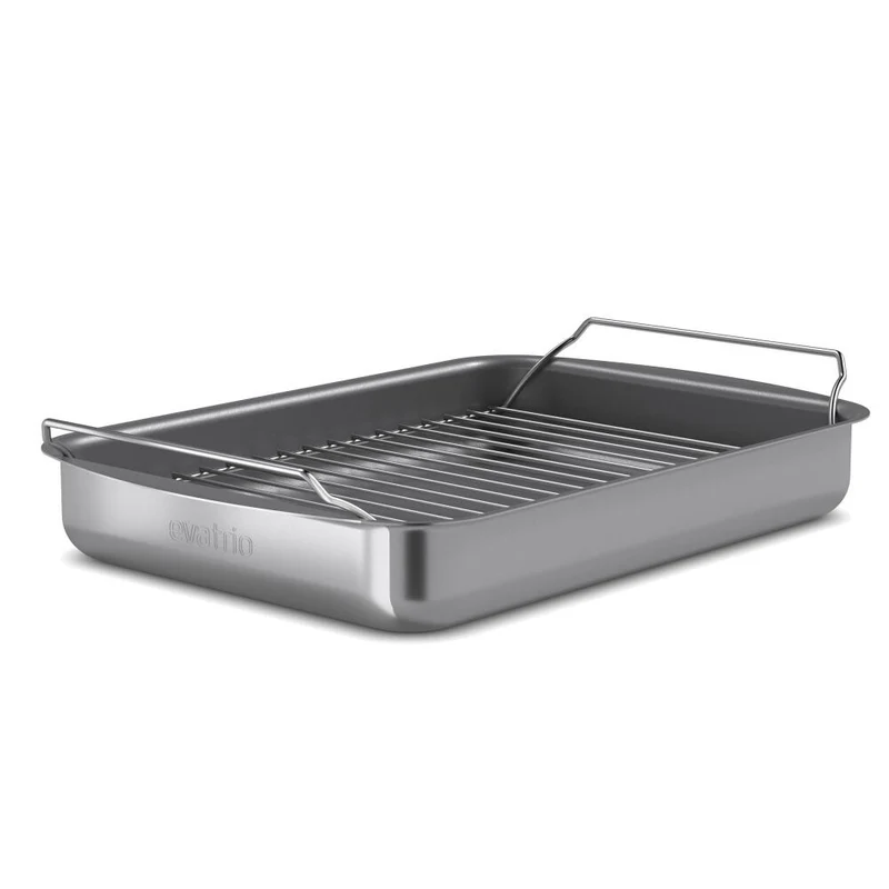 Eva Solo Bräter Professionell mit Rost, Aluminium, Edelstahl, Keramische Slip-Let-Antihaftbeschichtung, Grey, 35 x 25 cm, 202036