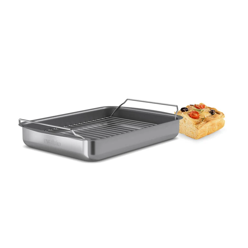 Eva Solo Bräter Professionell mit Rost, Aluminium, Edelstahl, Keramische Slip-Let-Antihaftbeschichtung, Grey, 35 x 25 cm, 202036