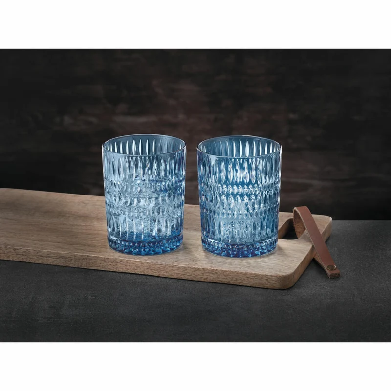 Nachtmann Ethno Tumbler, 2er Set, Whiskybecher, Whiskyglas, Kristallglas, Vintage Blue, 304 ml, 105389