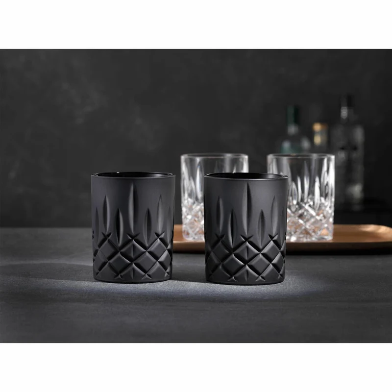 Nachtmann Noblesse Whiskybecher, 2er Set, Tumbler, Whiskyglas, Kristallglas, Schwarz, 295 ml, 105394