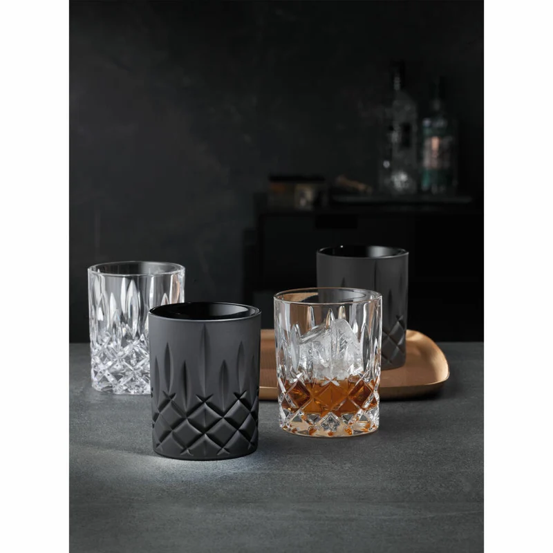 Nachtmann Noblesse Whiskybecher, 2er Set, Tumbler, Whiskyglas, Kristallglas, Schwarz, 295 ml, 105394
