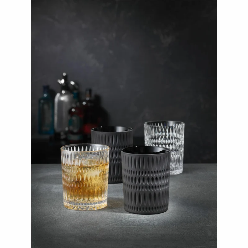 Nachtmann Ethno Tumbler, 2er Set, Whiskybecher, Whiskyglas, Kristallglas, Schwarz, 304 ml, 105395