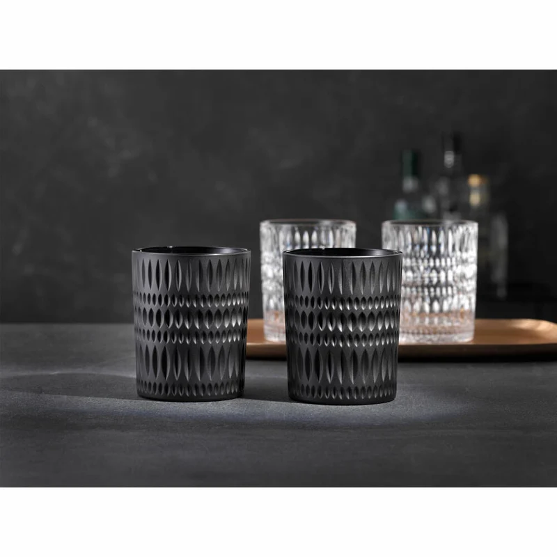 Nachtmann Ethno Tumbler, 2er Set, Whiskybecher, Whiskyglas, Kristallglas, Schwarz, 304 ml, 105395
