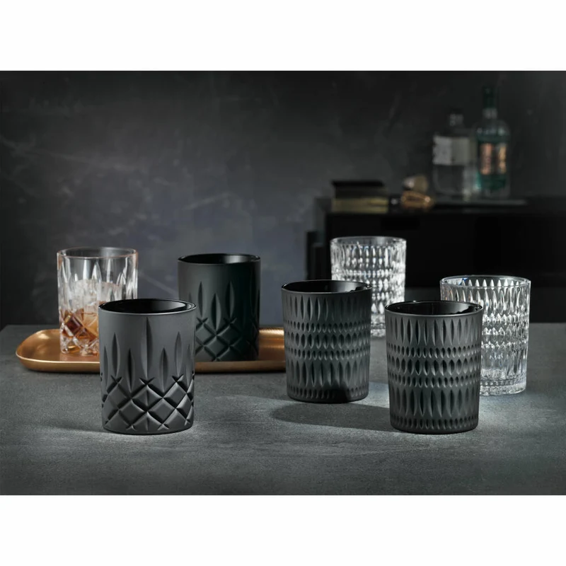 Nachtmann Ethno Tumbler, 2er Set, Whiskybecher, Whiskyglas, Kristallglas, Schwarz, 304 ml, 105395