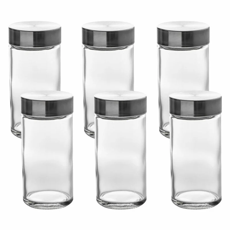 5Five Simply Smart Gewürzdosen-Set 6-tlg., Gewürzspender für Gewürzregal, Glas, je 80 ml, 151233