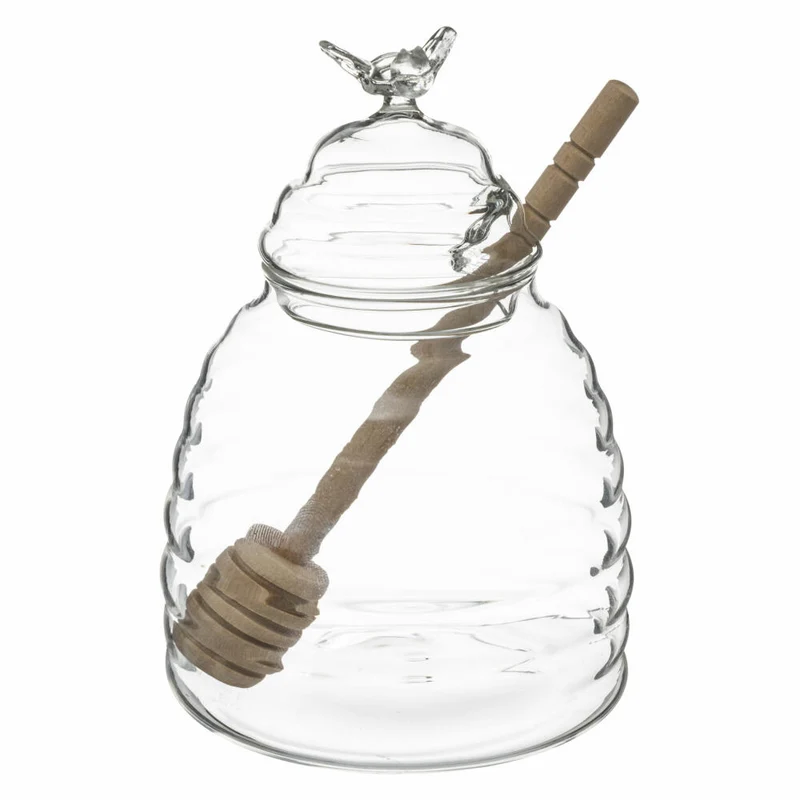 5Five Simply Smart Honigtopf, Honiggefäß mit Löffel, Glas, 400 ml, 160613