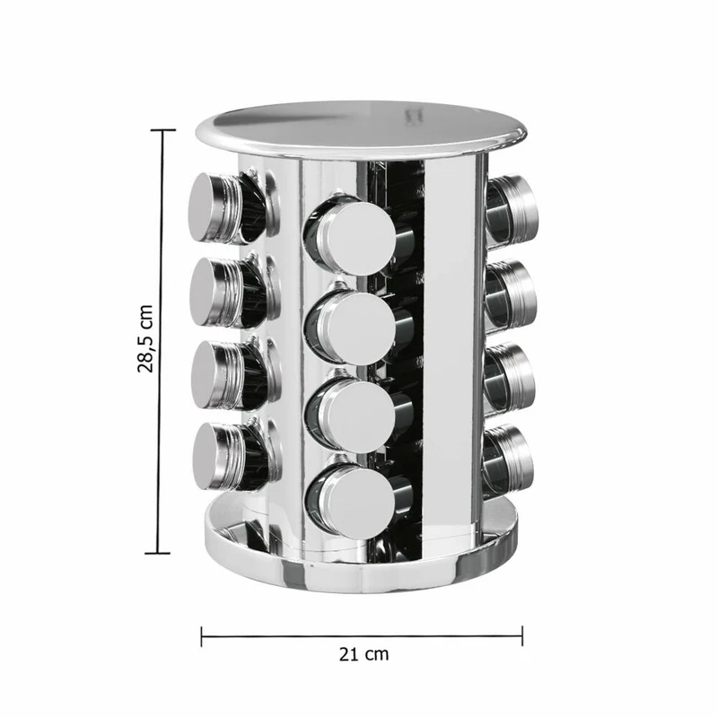 5Five Simply Smart Edelstahl-Gewürzkarussell, mit 16 Gewürzdosen aus Glas, 28.5 cm, 338724204