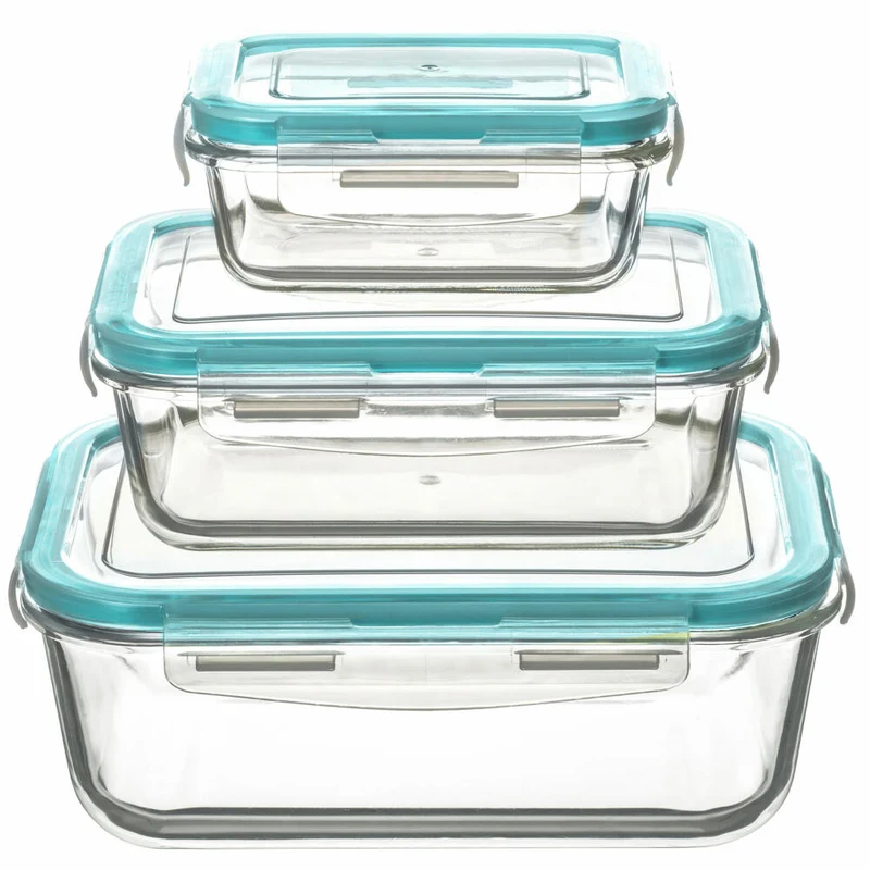 5Five Simply Smart Frischhaltedosen-Set ClipEat 3-tlg., luftdicht verschließbare Vorratsdosen, Glas, 330 ml + 800 ml + 1.7 L, 146512