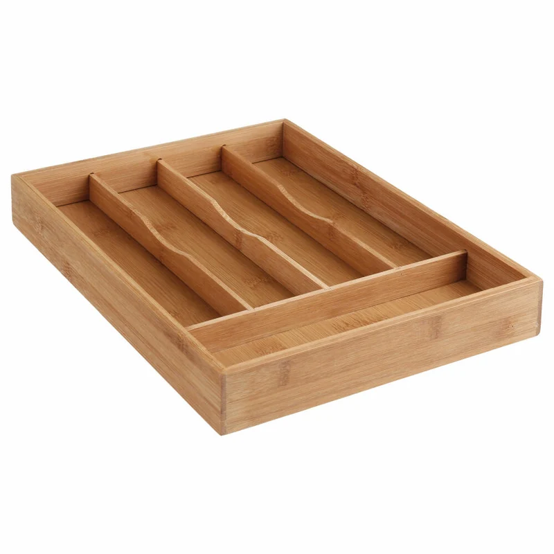 5Five Simply Smart Besteck-Organizer, Besteckschubladen-Einlage mit 5 Fächern, Bambus, 34 x 25 cm, 115242