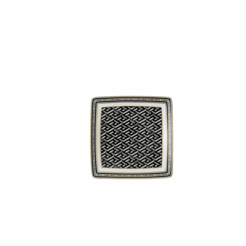 Rosenthal Versace Schälchen quadratisch flach La Greca Signature Black, Porzellan, 12 cm, 11940-403765-15253