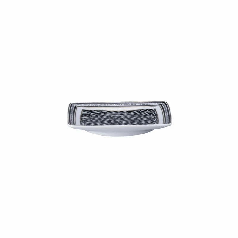 Rosenthal Versace Schälchen quadratisch flach La Greca Signature Black, Porzellan, 12 cm, 11940-403765-15253