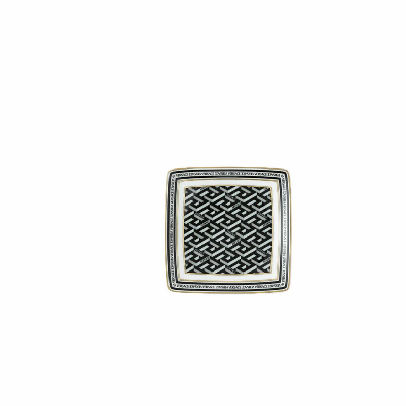 Rosenthal Versace Schälchen quadratisch flach La Greca Signature Black, Porzellan, 9 cm, 11940-403765-15251