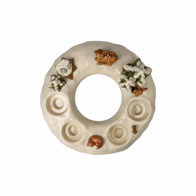 Goebel Adventskranz Winterwald, Teelichthalter, Steingut, Bunt, 14 cm, 66704311