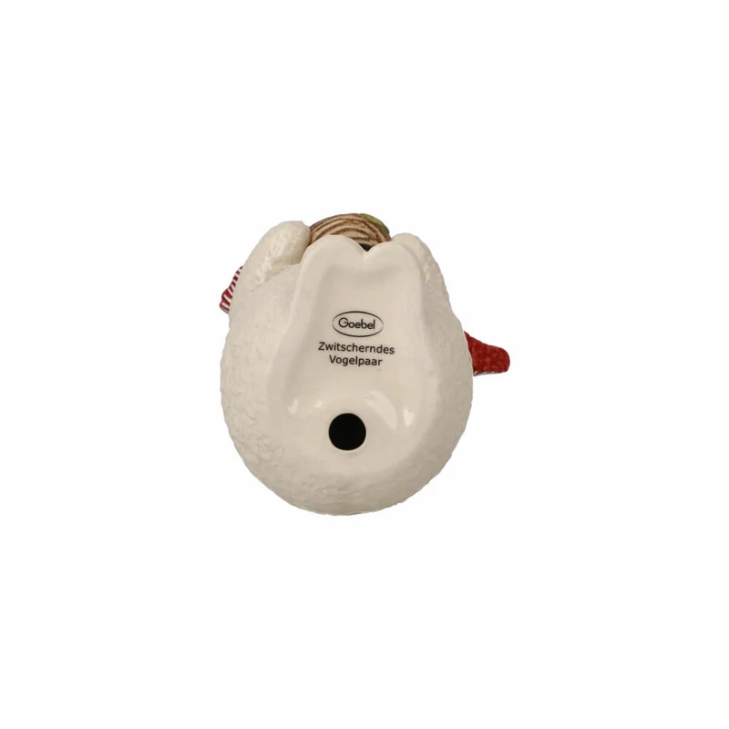 Goebel Figur Schneemann - Zwitscherndes Vogelpaar, Dekofigur, Steingut, Bunt, 12 cm, 66704401