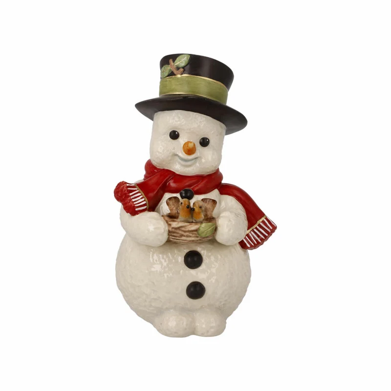 Goebel Figur Schneemann - Zwitscherndes Vogelpaar, Dekofigur, Steingut, Bunt, 12 cm, 66704401