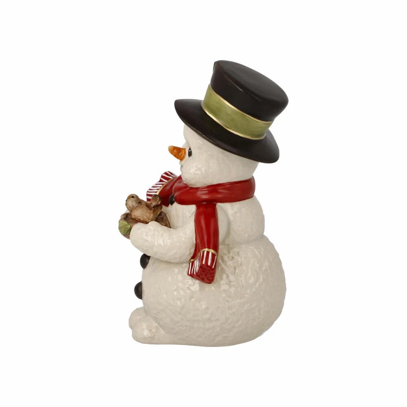Goebel Figur Schneemann - Zwitscherndes Vogelpaar, Dekofigur, Steingut, Bunt, 12 cm, 66704401