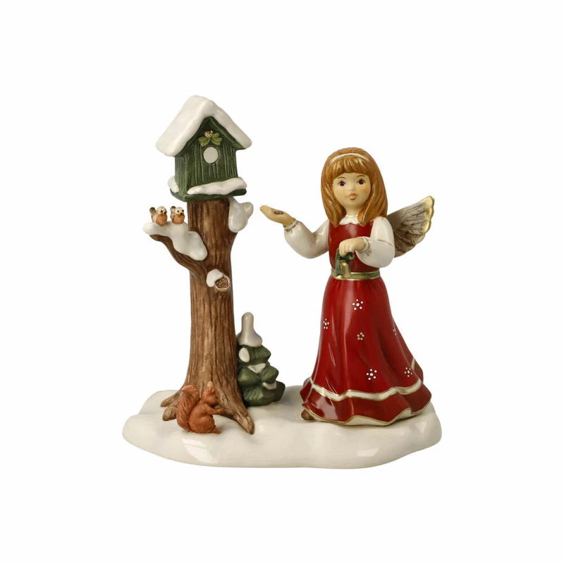 Goebel Engel Himmlischer Besuch, Dekofigur, Steingut, Rot-Grün, 19.5 cm, 66704441