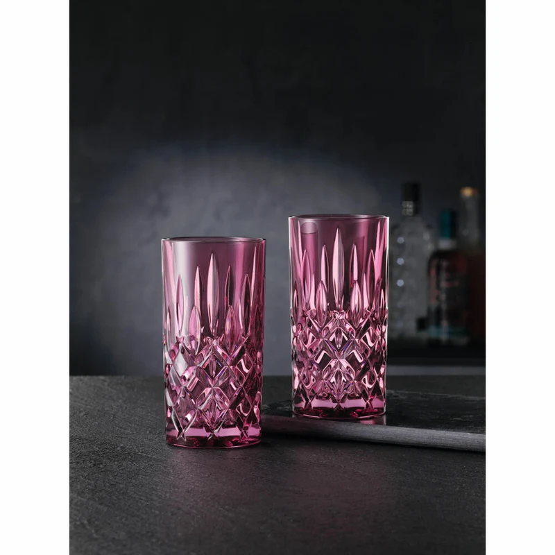 Nachtmann Noblesse Longdrinkglas Set, 2er Set, Wasserglas, Longdrink Glas, Kristallglas, Berry, 395 ml, 105442