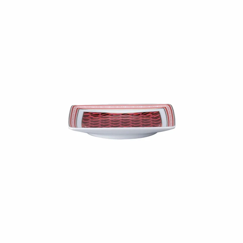 Rosenthal Versace Schälchen quadratisch flach La Greca Signature Red, Porzellan, 12 cm, 11940-403766-15253