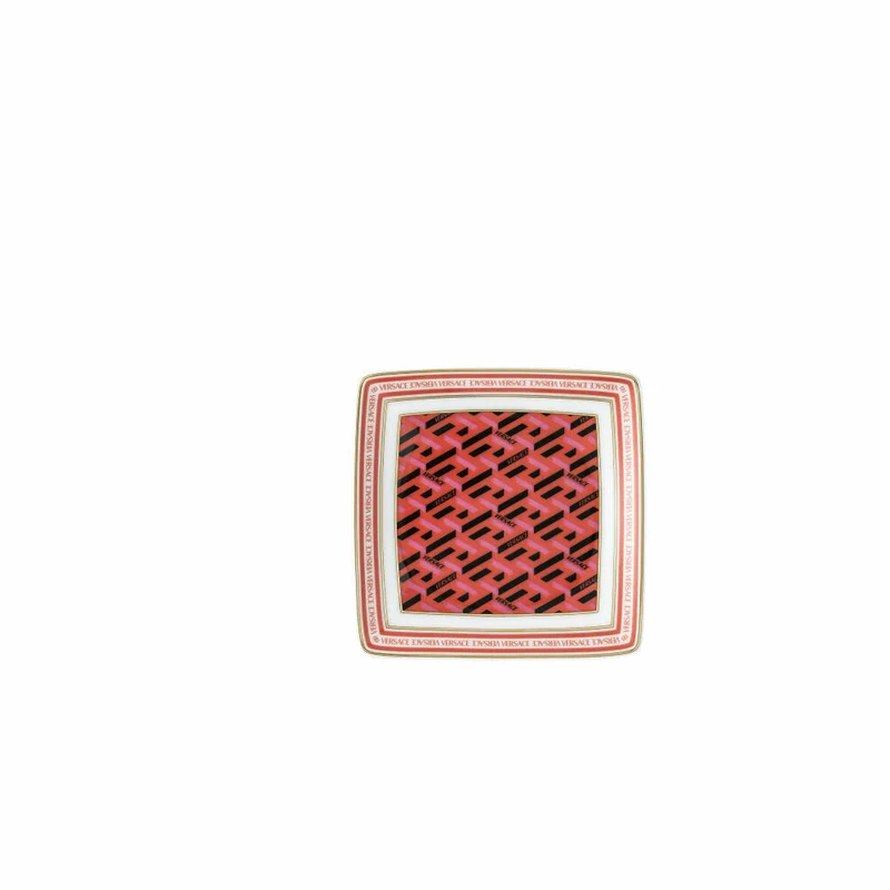 Rosenthal Versace Schälchen quadratisch flach La Greca Signature Red, Porzellan, 9 cm, 11940-403766-15251