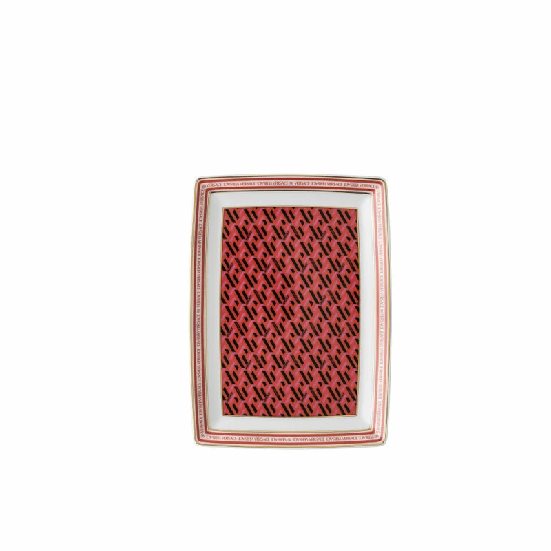 Rosenthal Versace Platte La Greca Signature Red, Porzellan, 18 x 13 cm, 14407-403766-12718