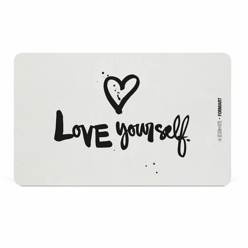 PPD Love yourself Tray D@H, Frühstücksbrettchen, Brettchen, Frühstück, Resopal, Weiß / Schwarz, 14.3 x 23.3 cm, 661333