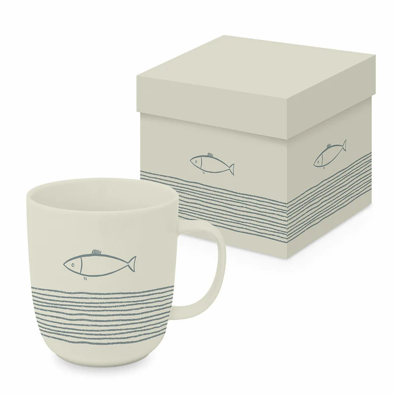 PPD Pure Fish off white Matte Mug, in Geschenkbox, Henkelbecher, Kaffeebecher, Becher, Tasse, New Bone China, 400 ml, 161402317