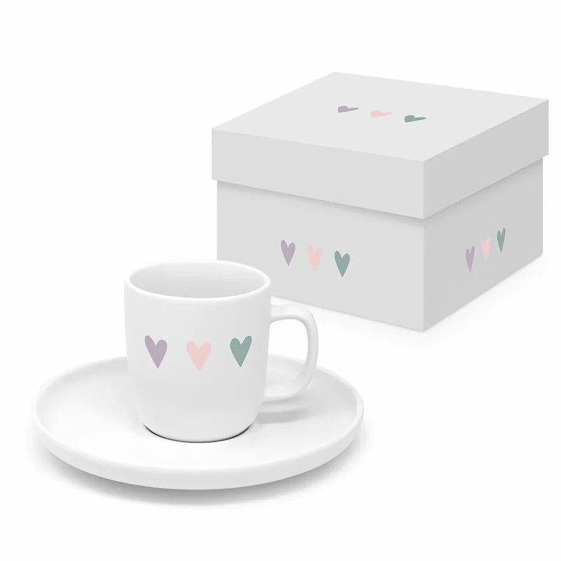 PPD Heart Infusion Matte Espresso, 2-tlg., in Geschenkbox, Espressotasse, Tasse, Untertasse, New Bone China, 75 ml, 161502308