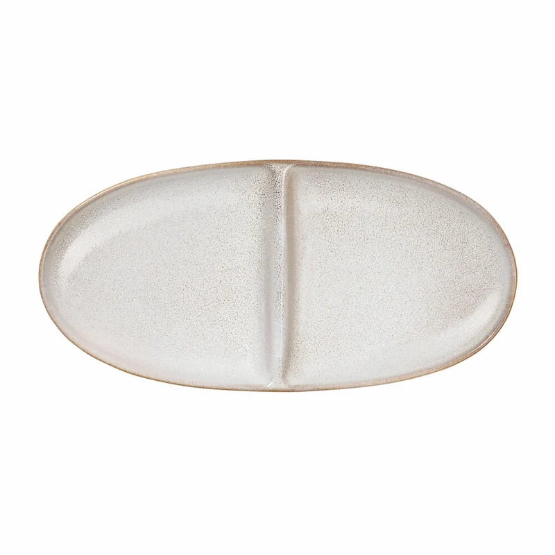 ASA Selection Aperitifteller 2-geteilt oval Sand, Steinzeug, Nude, 20 x 10 cm, 27122107