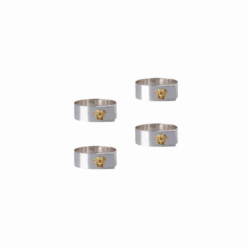 Rosenthal Versace Serviettenringe 4er Set Medusa Silver-Gold, Metall, 69201-321642-05010