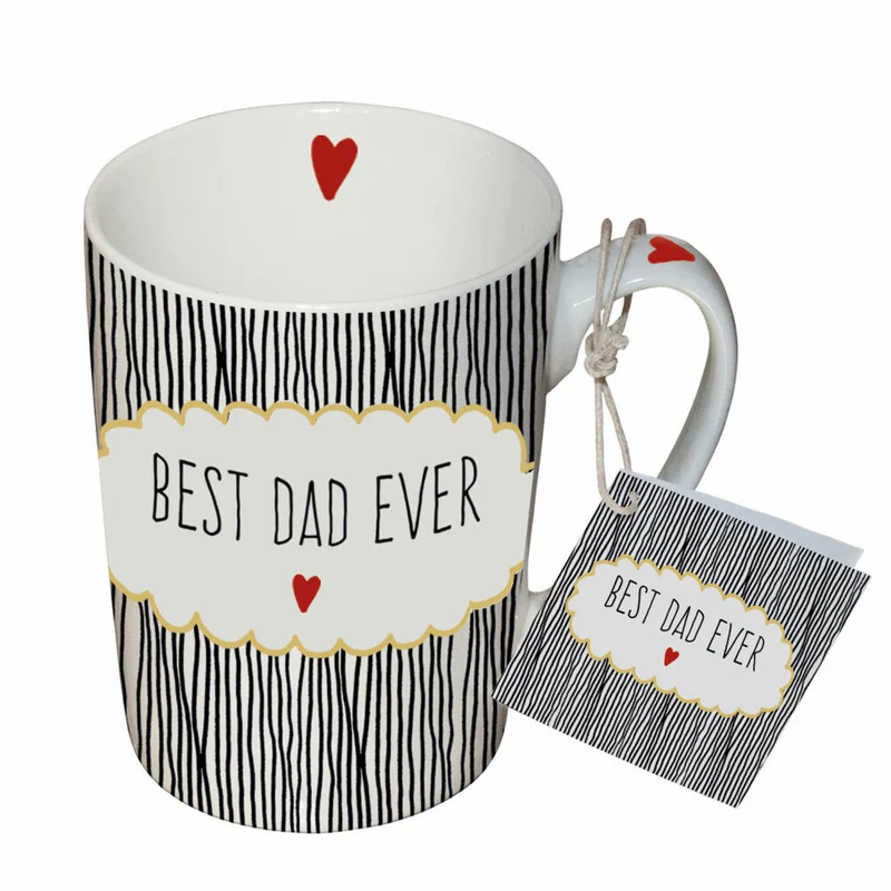 PPD Becher Best Dad, Henkelbecher, Kaffeetasse, Becher, Tasse, New Bone China, Schwarz / Weiß, 250 ml, 551278