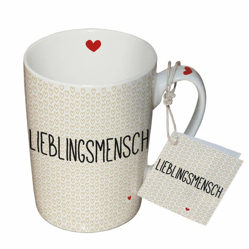 PPD Becher Lieblingsmensch, Henkelbecher, Kaffeetasse, Becher, Tasse, New Bone China, Weiß, 250 ml, 551281