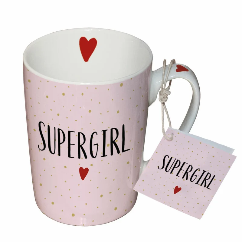 PPD Becher Supergirl, Henkelbecher, Kaffeetasse, Becher, Tasse, New Bone China, Rosa, 250 ml, 551301