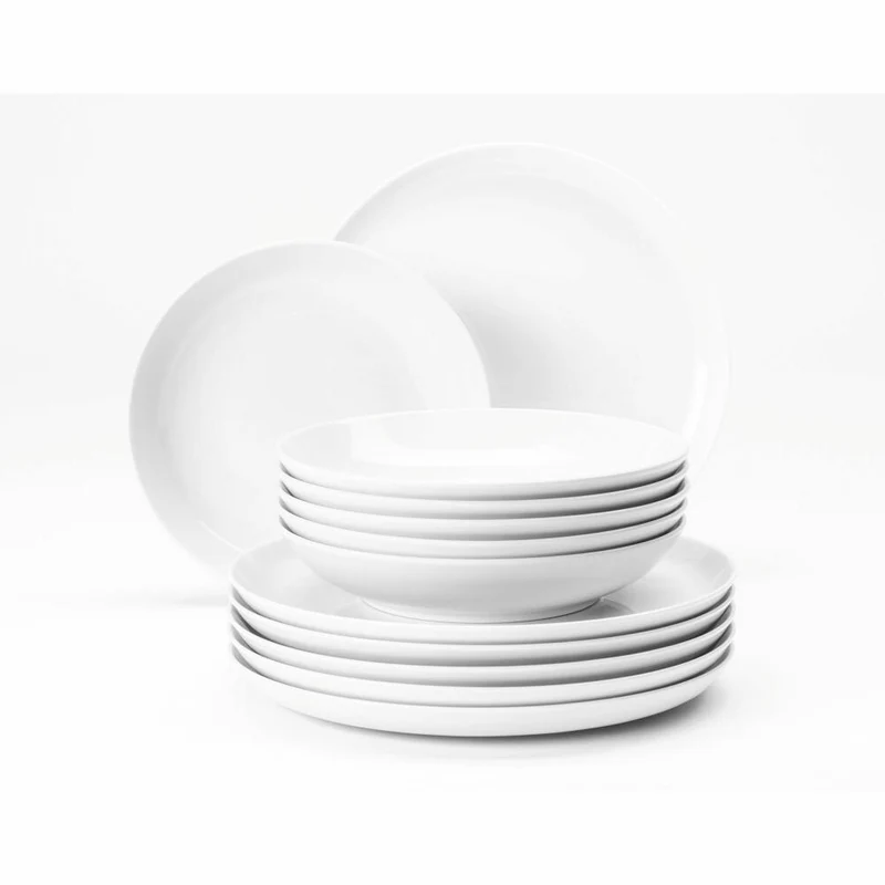Seltmann Weiden Lido Tafelservice, 12-tlg., Rund, Tafel Service, Geschirrset, Geschirr, Essservice, Porzellan, Weiß, 001.764548