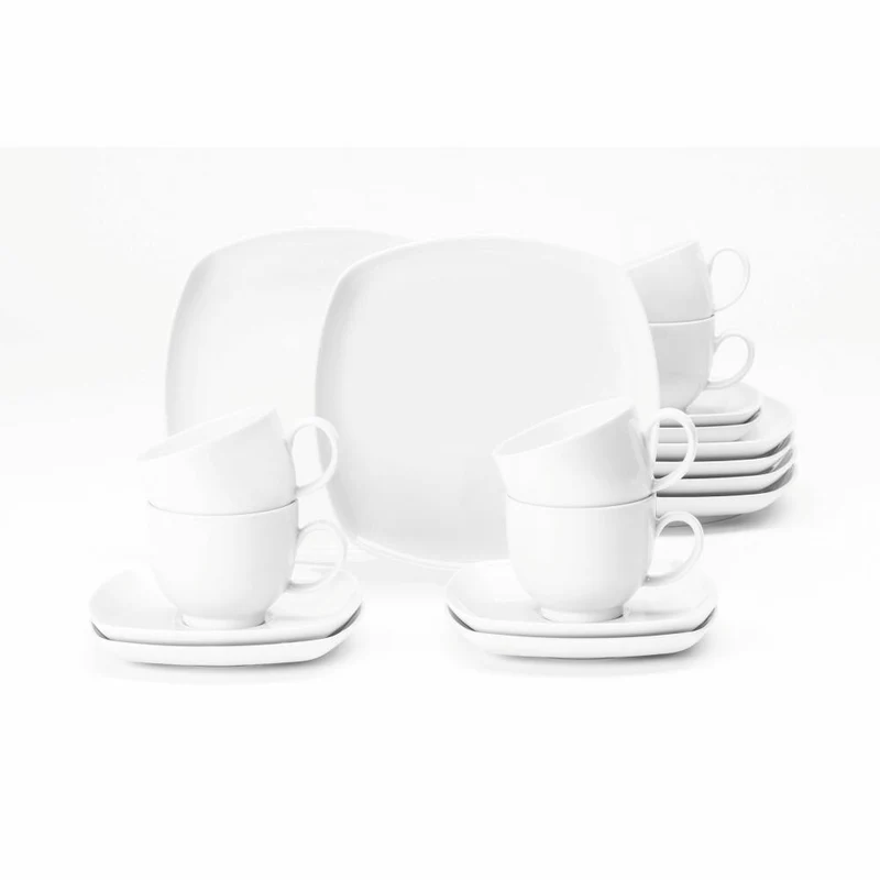 Seltmann Weiden Lido Kaffeeservice, 18-tlg., Eckig, Kaffee Service, Geschirrset, Geschirr, Porzellan, Weiß, 001.765189