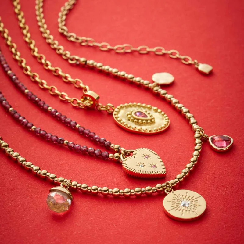 Leonardo Jewels Halskette Giselle, Kette, Schmuck, Edelstahlkette, Edelstahl IP Gold, Glas, 023214