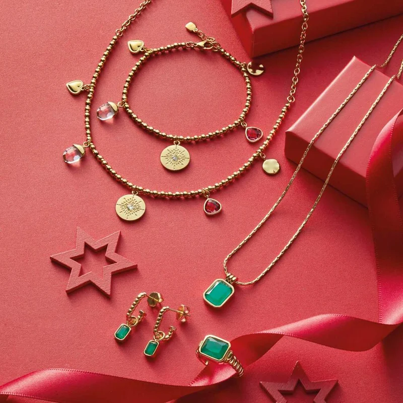 Leonardo Jewels Halskette Giselle, Kette, Schmuck, Edelstahlkette, Edelstahl IP Gold, Glas, 023214