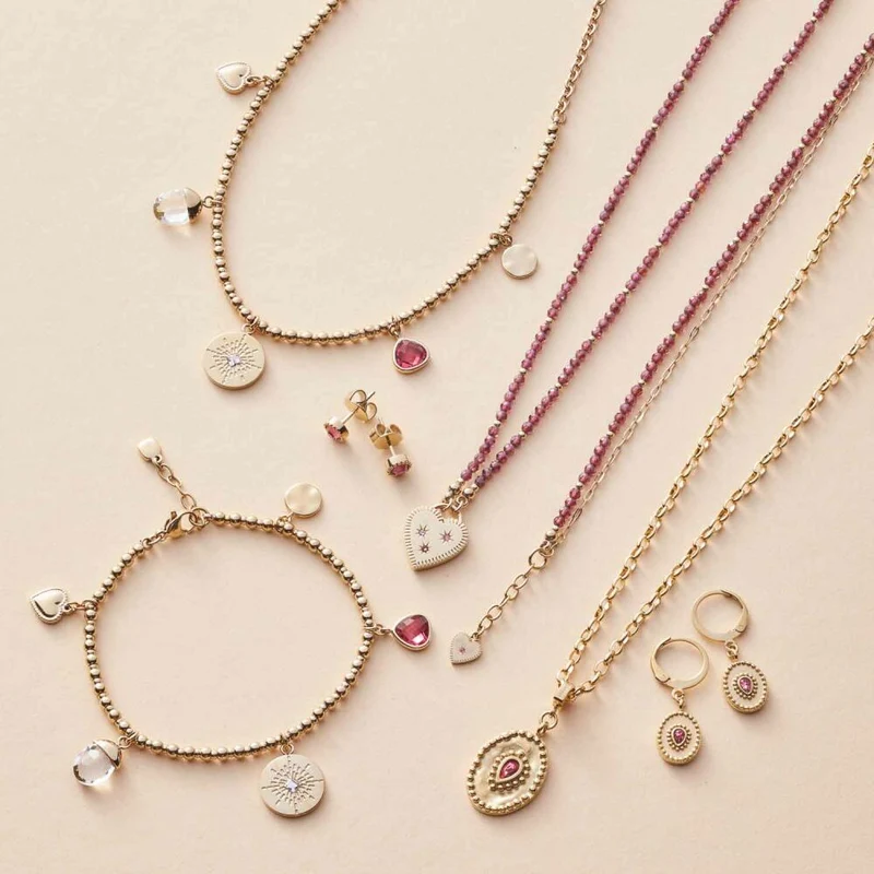 Leonardo Jewels Halskette Giselle, Kette, Schmuck, Edelstahlkette, Edelstahl IP Gold, Glas, 023214
