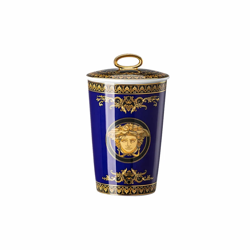 Rosenthal Versace Tischlicht 2-tlg. mit Duftwachs Medusa blau, Materialmix, 14 cm, 14402-409620-24868